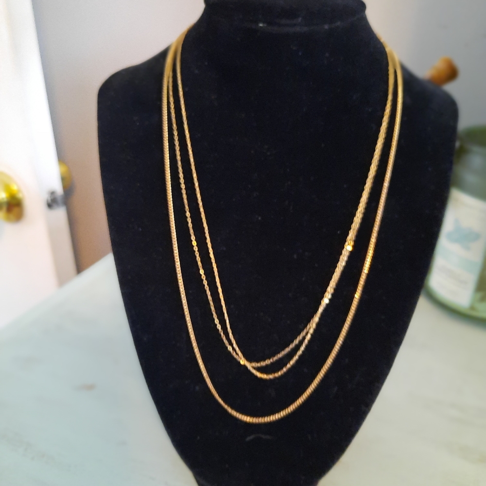 Vintage gold necklaces two are 18" and one is 20"